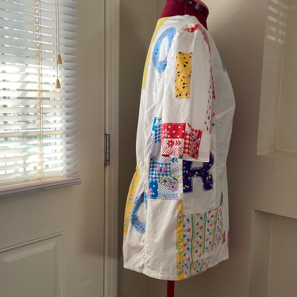 Handmade women v neck asymmetrical hemline cotton uniform top. Size 14.(M). Used - Picture 3 of 9